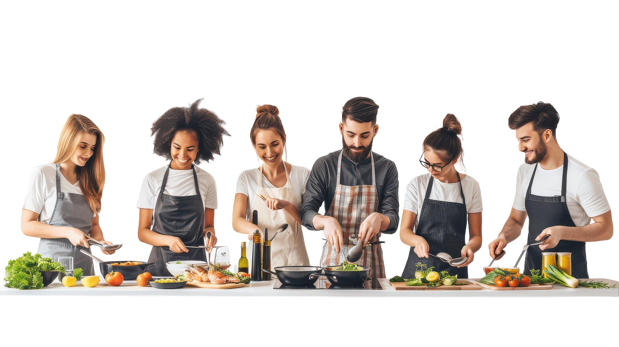 Participants cooking together